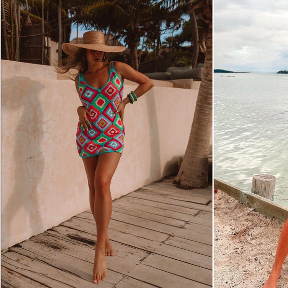 Show Me Your MuMu Granny Square Libra Cover Up Micro Mini Dress - Picture 10 of 13